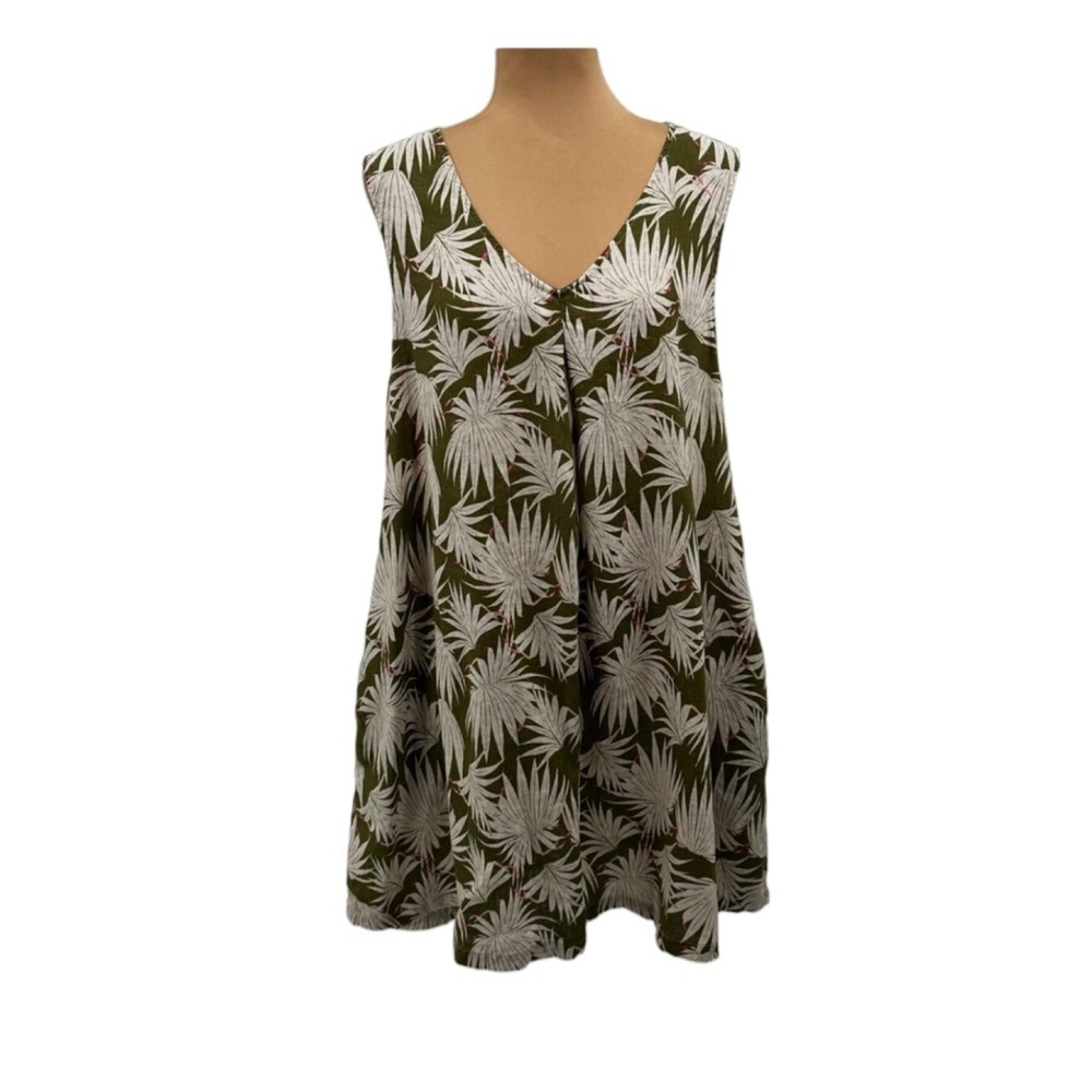 Rachel Zoe Sleeveless 100% Linen Tropical Leaf Print Dress NWT Size XS